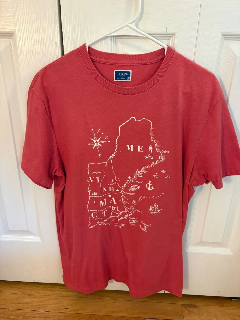 J. Crew Coral Graphic New England Map Tee